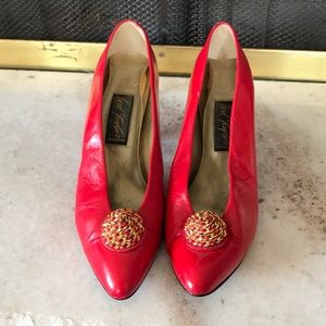 Vintage Lord & Taylor red leather heels
